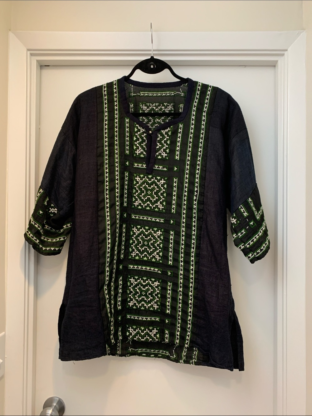 Embroidered Boho linen tunic unique design
